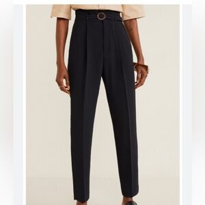 MANGO belted straight fit pants